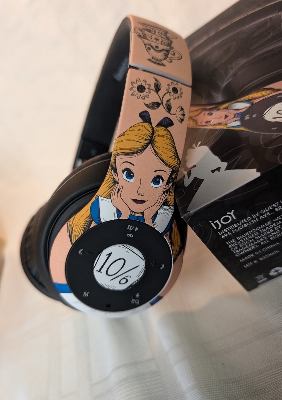 Disney Alice in Wonderland Bluetooth Over-Ear Headphones - Pink/Blue Artwork